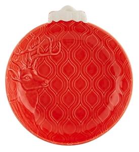 Bordallo Pinheiro Talíř ve tvaru vánoční ozdoby, červená, 24,5 cm