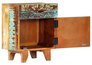 Ručně vyřezávaný noční stolek - recyklované dřevo | 40x30x50 cm