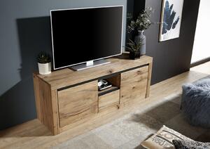 VEVEY TV stolek 155x60 cm, tmavě hnědá, dub