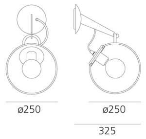 Artemide A020100 Miconos parete, designová nástěnná lampa, 1x20W, transparentní, průměr 25cm