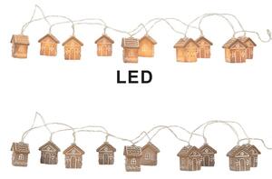 Vánoční LED řetěz s 10ti perníkovými chaloupkami - 150 cm / 2*AA - Clayre & Eef