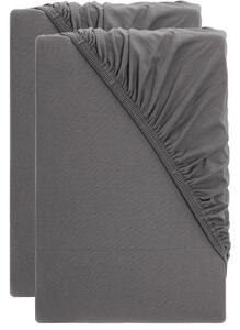 Livarno® Sada žerzejových napínacích prostěradel, 90–100 x 200 cm, 2dílná, šedá (800013812)