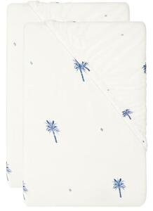 Livarno® Sada žerzejových napínacích prostěradel, 90–100 x 200 cm, 2dílná, palmy (800013823)