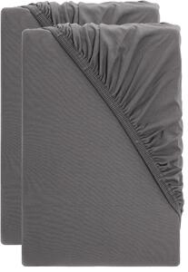 Livarno® Sada žerzejových napínacích prostěradel, 90–100 x 200 cm, 2dílná, šedá (800013812)