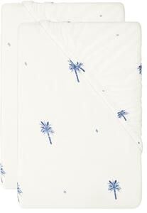 Livarno® Sada žerzejových napínacích prostěradel, 90–100 x 200 cm, 2dílná, palmy (800013823)