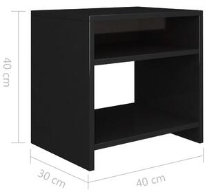Noční stolek Sherw - dřevotříska - černý s vysokým leskem | 40x30x40 cm