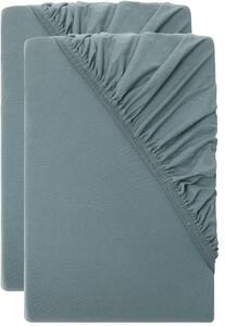 Livarno® Sada žerzejových napínacích prostěradel, 90–100 x 200 cm, 2dílná, tmavě zelená (800013811)