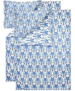 Livarno® Sada ložního povlečení z mikrovláknitého saténu, 140 x 200 cm, 70 x 90 cm, 2dílná, palmy (800013808)