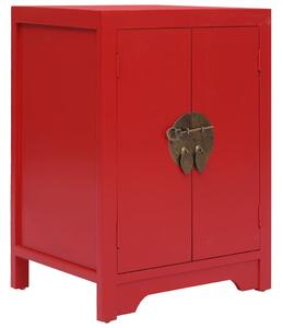 Noční stolek - dřevo pavlovnie - červený | 38x28x52 cm