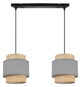 Závěsné svítidlo Boho, 2x jutové/šedé textilní stínítko