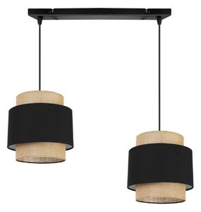Závěsné svítidlo Boho, 2x jutové/černé textilní stínítko