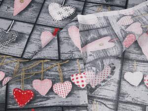 Biante Bavlněný závěs Sandra SA-272 Červená srdce na šedém patchworku 150x140 cm