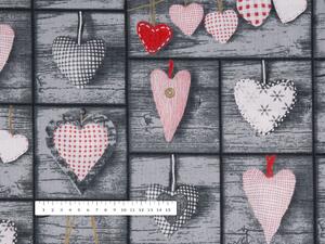 Biante Bavlněný povlak na polštář Sandra SA-272 Červená srdce na šedém patchworku 35 x 45 cm