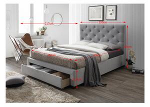 Tempo Kondela Moderní postel s úložným prostorem, šedá látka, 180x200, SantoIa