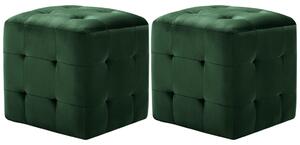 Noční stolky 2 ks - sametová látka - zelené | 30x30x30 cm