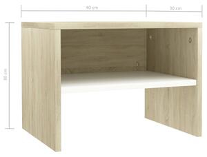 Noční stolek - dřevotříska - bílý a sonoma | 40x30x30 cm