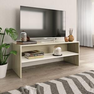 TV stolek Basic - 100x40x40 cm | bílý + sonoma dub