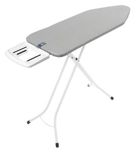 Brabantia žehlicí prkno C, 124x45cm, pevná odkládací plocha pro žehličky, bílý rám 22mm, Metallised