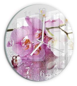 Skleněné hodiny na stěnu Orchidej zsob-fi30-00083588