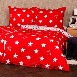Bavlněné povlečení Stars red , 220 x 200 cm, 2 ks 70 x 90 cm