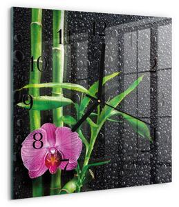 Skleněné hodiny na stěnu Bambusové lázně zskc-30x30-00177396