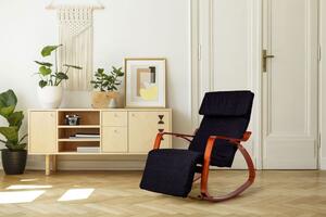 ModernHOME Houpací křeslo chaise lounge, lískový ořech/černá TXRC-03 WALNUT