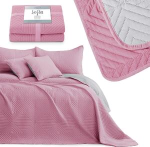 AmeliaHome Přehoz na postel Softa, růžová/šedá Rozměr: 170x210