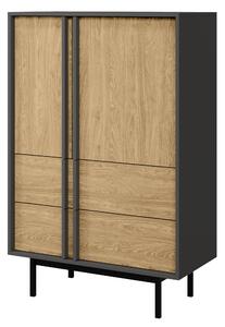 Komoda Alsento 5 (antracit + dub olejovaný). Akce -12%