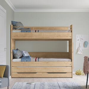 Patrová postel s přistýlkou, úložným prostorem a žebříkem Cody Modular - dub