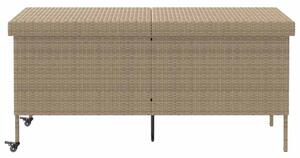 Zahradní úložný box s kolečky béžová 160x55x75 cm polyratan