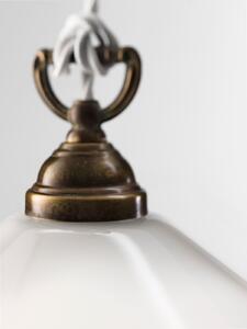 Il Fanale 212.07.OV Tabia, závěsné svítidlo z mosazi a bílé skla, 1x15W LED E14, průměr 20cm