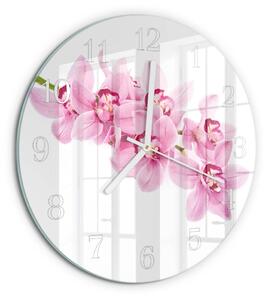 Skleněné hodiny na stěnu Orchidej zsob-fi30-00084103