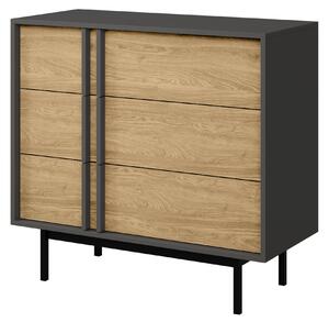 Komoda Alsento 8 (antracit + dub olejovaný). Akce -14%