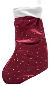 Závěsná vánoční punčocha Stars, 20 x 43 x 2 cm, červená