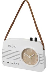 Stolni hodiny Old radio bílá, 21,5 x 3,5 x 15,5 cm