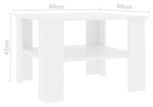 Konferenční stolek Awake - dřevotříska - bílý | 60x60x42 cm