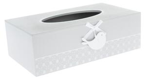 Dřevěný box na kapesníky Little bird šedá, 26 x 15,5 cm
