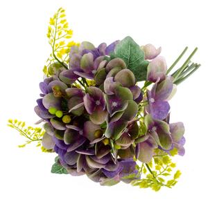 Umělá kytice Hortenzie s kapradím, 30 x 25 cm