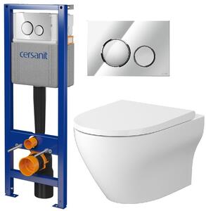 Sada WC mísa se sedátkem s pomalým sklápěním Cersanit Larga S701-885, podomítkový WC modul se splachovacím tlačítkem Cersanit S701-778