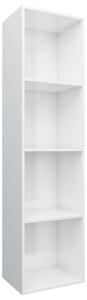 Knihovna/TV skříň - bílá vysoký lesk | 36x30x143 cm