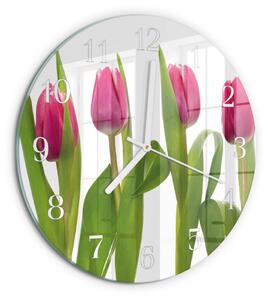 Skleněné hodiny na stěnu Tulipány zsob-fi30-00086960