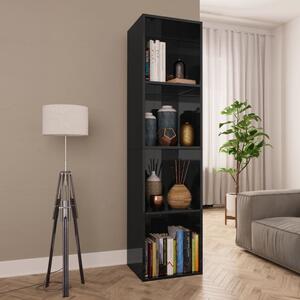 Knihovna/TV skříň - černá vysoký lesk | 36x30x143 cm