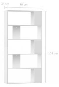 Knihovna/zástěna do pokoje - bílá | 80x24x159 cm