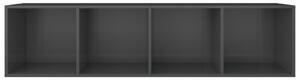 Knihovna/TV skříň - šedá vysoký lesk | 36x30x143 cm