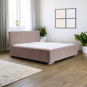 Čalouněná postel s úložným prostorem a matrací LEKS Světle růžová 120x200 cm