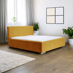 Čalouněná postel s úložným prostorem a matrací LEKS Žluť 120x200 cm