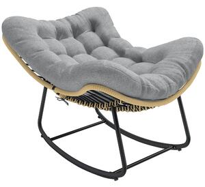 Outsunny ratanové houpací křeslo s tlustým polštářem, interiér/exteriér, 87 x 110 x 70 cm – šedé | Aosom
