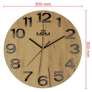 Dřevěné designové hodiny světle hnědé/černé MPM Timber Simplicity - A