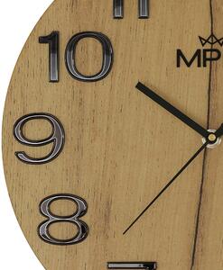 Dřevěné designové hodiny světle hnědé/černé MPM Timber Simplicity - A