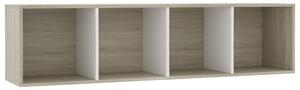 Knihovna/TV skříňka - bílá a dub sonoma | 143 x 30 x 36 cm